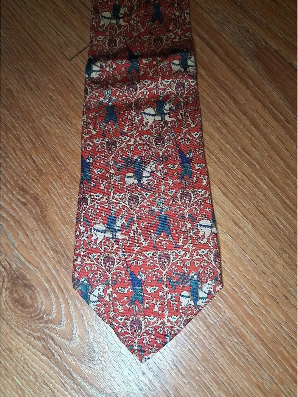 Salvatore Ferragamo Silk Tie Red Horseman Made in Italy